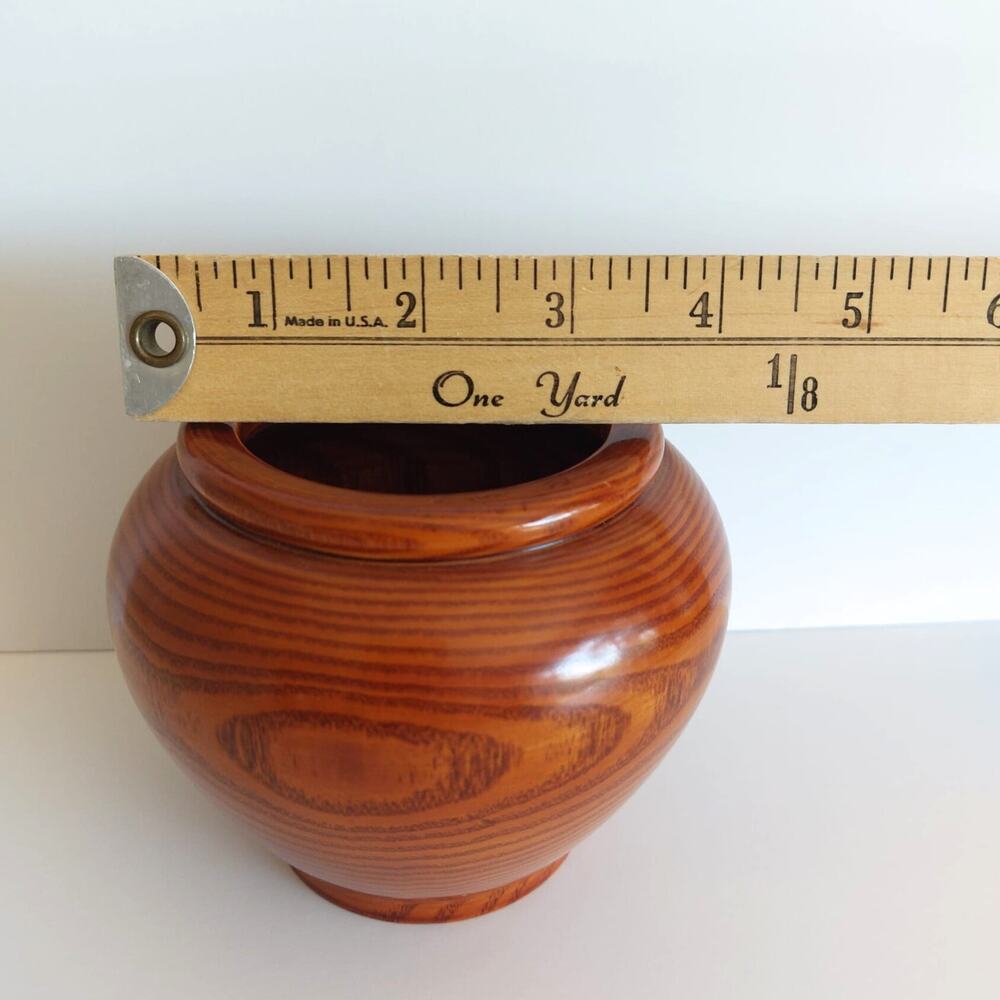 Vintage Teak Wood Vase Hand Turned Cottagecore Rustic - Picture 6 of 6